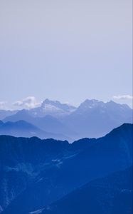 Preview wallpaper mountains, fog, peak, sky, blue