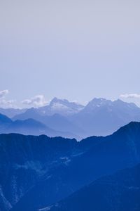 Preview wallpaper mountains, fog, peak, sky, blue