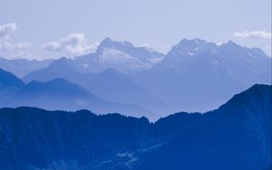 Preview wallpaper mountains, fog, peak, sky, blue