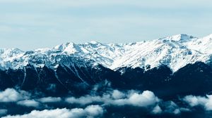 Preview wallpaper mountains, fog, peaks, snowy