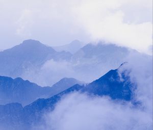Preview wallpaper mountains, fog, peaks, clouds, layers