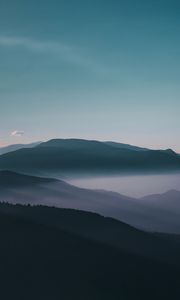 Preview wallpaper mountains, fog, peaks, sky, twilight, iran