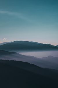 Preview wallpaper mountains, fog, peaks, sky, twilight, iran