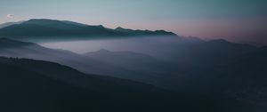 Preview wallpaper mountains, fog, peaks, sky, twilight, iran