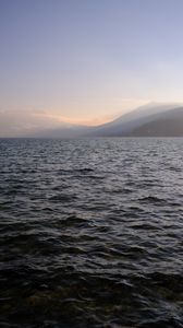 Preview wallpaper mountains, fog, sea, water, landscape, nature