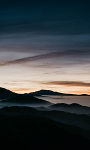 Preview wallpaper mountains, fog, sky, night