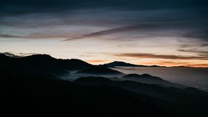 Preview wallpaper mountains, fog, sky, night