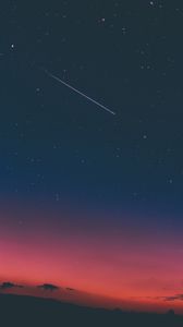 Preview wallpaper mountains, fog, sky, stars, sunset