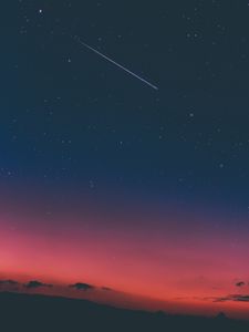 Preview wallpaper mountains, fog, sky, stars, sunset