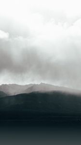 Preview wallpaper mountains, fog, sky, horizon, clouds
