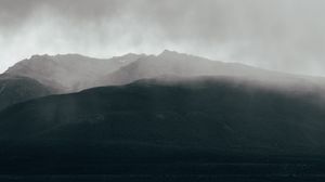 Preview wallpaper mountains, fog, sky, horizon, clouds