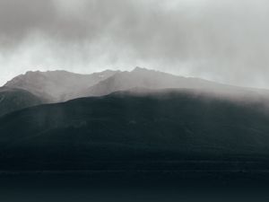 Preview wallpaper mountains, fog, sky, horizon, clouds