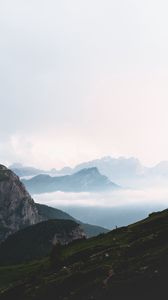 Preview wallpaper mountains, fog, sky, landscape, distance