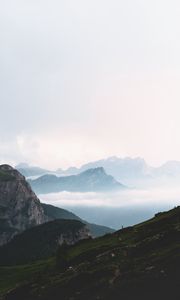 Preview wallpaper mountains, fog, sky, landscape, distance