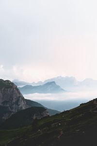 Preview wallpaper mountains, fog, sky, landscape, distance