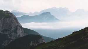 Preview wallpaper mountains, fog, sky, landscape, distance