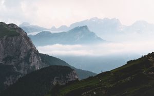 Preview wallpaper mountains, fog, sky, landscape, distance