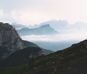 Preview wallpaper mountains, fog, sky, landscape, distance