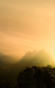 Preview wallpaper mountains, fog, sunlight, peaks, landscape