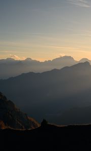 Preview wallpaper mountains, fog, sunlight, nature