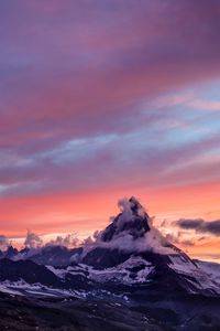 Preview wallpaper mountains, fog, sunset, clouds