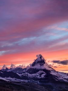 Preview wallpaper mountains, fog, sunset, clouds