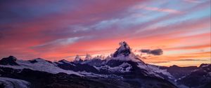 Preview wallpaper mountains, fog, sunset, clouds