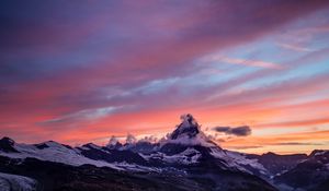 Preview wallpaper mountains, fog, sunset, clouds