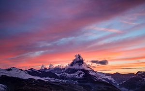 Preview wallpaper mountains, fog, sunset, clouds