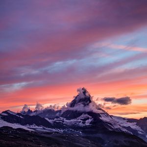 Preview wallpaper mountains, fog, sunset, clouds