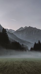 Preview wallpaper mountains, fog, trees