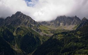 Preview wallpaper mountains, fog, trees, landscape