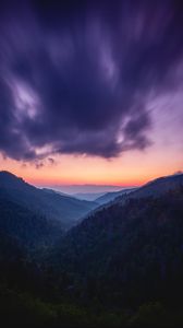 Preview wallpaper mountains, fog, twilight, clouds, landscape