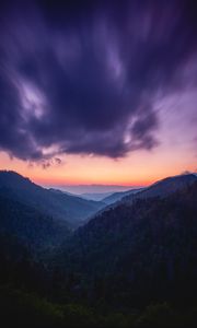 Preview wallpaper mountains, fog, twilight, clouds, landscape