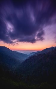 Preview wallpaper mountains, fog, twilight, clouds, landscape