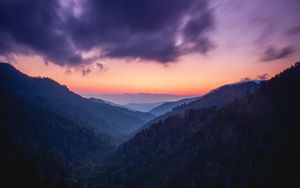 Preview wallpaper mountains, fog, twilight, clouds, landscape