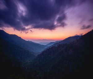Preview wallpaper mountains, fog, twilight, clouds, landscape