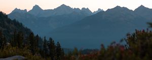 Preview wallpaper mountains, foothills, trees, bushes, landscape