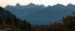 Preview wallpaper mountains, foothills, trees, bushes, landscape