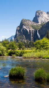 Preview wallpaper mountains, foothills, trees, lake, landscape