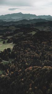 Preview wallpaper mountains, forest, aerial view, landscape, hills