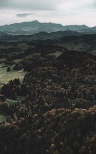 Preview wallpaper mountains, forest, aerial view, landscape, hills