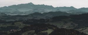 Preview wallpaper mountains, forest, aerial view, landscape, hills