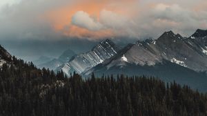 Preview wallpaper mountains, forest, clouds, mountain range, landscape