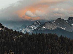 Preview wallpaper mountains, forest, clouds, mountain range, landscape