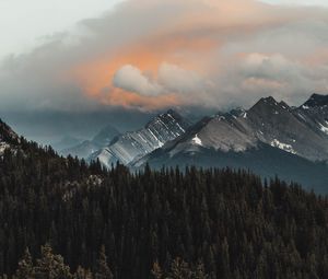 Preview wallpaper mountains, forest, clouds, mountain range, landscape