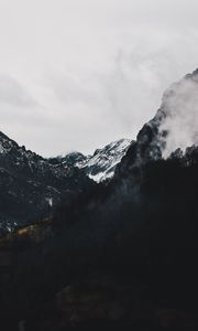 Preview wallpaper mountains, forest, fog, landscape, alpine