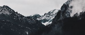 Preview wallpaper mountains, forest, fog, landscape, alpine