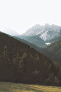 Preview wallpaper mountains, forest, fog, slopes, trees