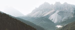 Preview wallpaper mountains, forest, fog, slopes, trees